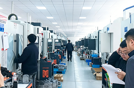 Technician controls machine tool precision work